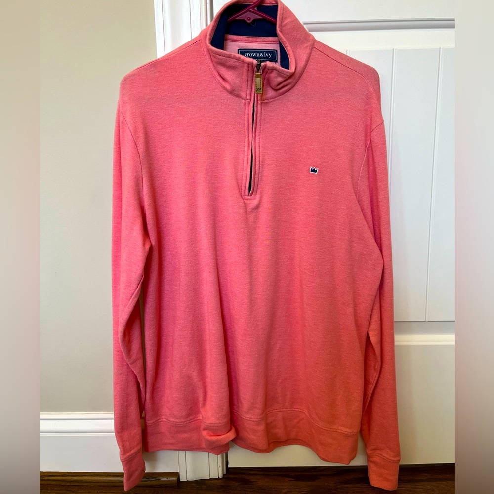 Crown & Ivy men’s medium quarter zip pullover, coral color